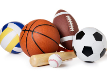 Variety of sporting balls/bats