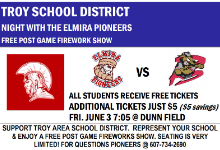 Troy School District Night with the Elmira Pioneers
